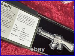 2024 Chad 10,000 Francs 2 oz Silver M16 Rifle Antiqued Coin with Mintage 1500