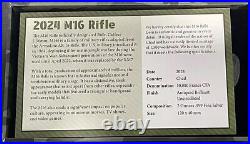 2024 Chad 10,000 Francs 2 oz Silver M16 Rifle Antiqued Coin with Mintage 1500