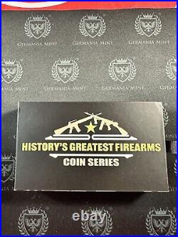 2024 Chad 10,000fr 2oz Slv Ak-47 Rifle Antq Bu Ogp Hr Antiqued Mintage Of 1500