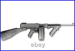 2024 Chad 2 oz Antiqued Silver Thompson Tommy Submachine Gun History's Great