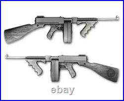 2024 Chad 2 oz Antiqued Silver Thompson Tommy Submachine Gun History's Great