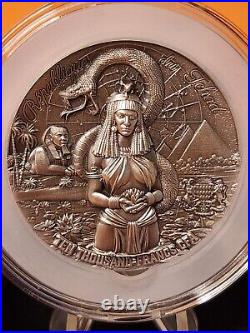 2024 Chad Cleopatra 10000 Francs 2 oz Antiqued Ultra High Relief Mintage of 500