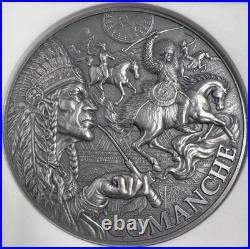 2024 Comanche Tribal Spirit 2 oz Antique Silver Coin Cameroon NGC MS70