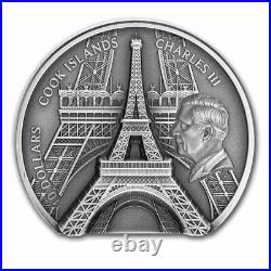 2024 Cook Islands 2 oz Silver Antique Eiffel Tower