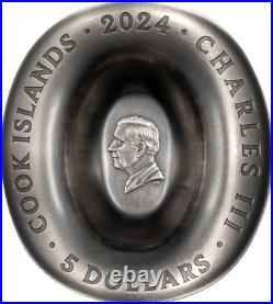 2024 Cook Islands Cowboy Hat 1 oz Silver Antiqued Shaped Coin