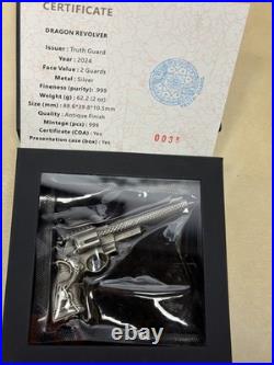 2024 Dragon Revolver 2 oz Silver Antique Finish Coin With Case & COA SN #35/999