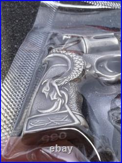 2024 Dragon Revolver 2 oz Silver Antique Finish Coin With Case & COA SN #35/999