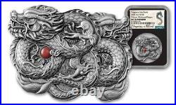 2024 FIJI 1oz Silver Ultra High Relief Year Of The Dragon NGC MS70 Antiqued Slab