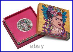 2024 FRIDA KAHLO 2oz. 9999 Silver Antiqued Colored $2 Coin