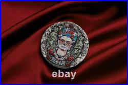 2024 FRIDA KAHLO 2oz. 9999 Silver Antiqued Colored $2 Coin