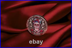 2024 FRIDA KAHLO 2oz. 9999 Silver Antiqued Colored $2 Coin