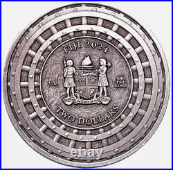 2024 Fiji 1 oz Silver Coin Vault Coin with Metal Base With COA