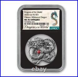 2024 Fiji Chinese Whiskered Dragon 1 oz Silver Dragons of the World NGC MS70 COA