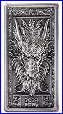 2024 Fiji High Relief 1 oz Dragon Antiqued Coin Bar Only 350 Minted- IN STOCK