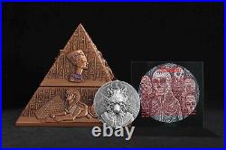 2024 Gabonaise 2 oz Antiqued Silver Anubis with Pyramid Glow in the dark Eyes