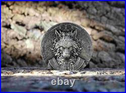 2024 Gabonaise 2 oz Antiqued Silver Anubis with Pyramid Glow in the dark Eyes