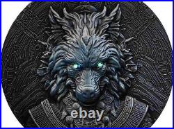 2024 Gabonaise 2 oz Antiqued Silver Anubis with Pyramid Glow in the dark Eyes