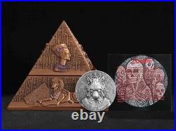 2024 Gabonaise 2 oz Antiqued Silver Anubis with Pyramid Glow in the dark Eyes