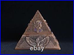 2024 Gabonaise 2 oz Antiqued Silver Anubis with Pyramid Glow in the dark Eyes