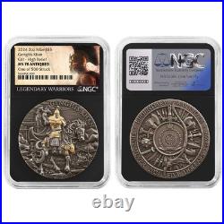 2024 Genghis Khan 2 oz High Relief Silver Antiqued & Gold Gilded NGC MS70