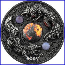 2024 Germania Ragnarök Sköll and Hati 2 oz Silver Antiqued UV Effect Coin 2024 Germania Ragnarök Sköll and Hati 2 oz Silver Antiqued UV Effect Coin