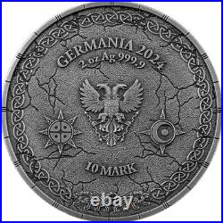 2024 Germania Ragnarök Sköll and Hati 2 oz Silver Antiqued UV Effect Coin 2024 Germania Ragnarök Sköll and Hati 2 oz Silver Antiqued UV Effect Coin