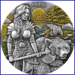 2024 Germania Valkyries Solveig 2 oz Silver Colorized & Antiqued UHR Coin