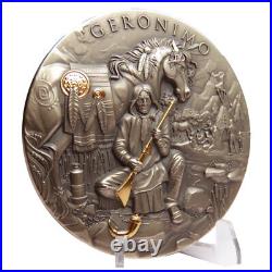 2024 Geronimo 2 oz High Relief Silver Antiqued & Gold Gilded NGC MS70 Leg