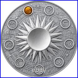 2024 Ghana Solar System Mars 2 oz Silver Antiqued Carnelian Spherical Coin