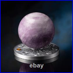 2024 Ghana Solar System Mercury 2 oz Silver Antiqued Lepidolite Spherical Coin