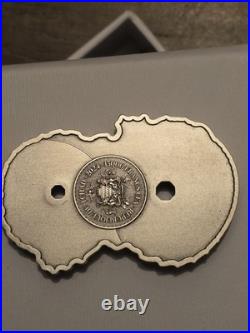 2024 High Relief 3 oz Antiqued Silver 15,000 Francs Figure 8 Dragon