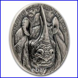 2024 Ivory Coast 1 oz Antique Silver P. De Greef Rhino