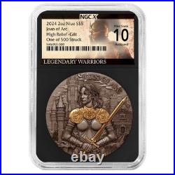 2024 Joan of Arc 2 oz High Relief Silver Antiqued & Gold Gilded NGCX MS10