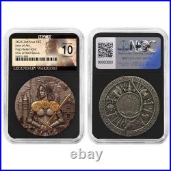 2024 Joan of Arc 2 oz High Relief Silver Antiqued & Gold Gilded NGCX MS10