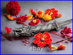 2024 Katana Sword Shaped Dragon Antiqued Silver Coin 2 Oz. 999 Only 950