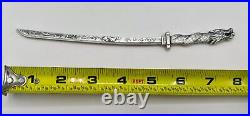 2024 Katana Sword Shaped Dragon Antiqued Silver Coin 2 Oz. 999 Only 950