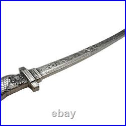 2024 Katana Sword Shaped Dragon Antiqued Silver Coin 2 Oz. 999 Only 950