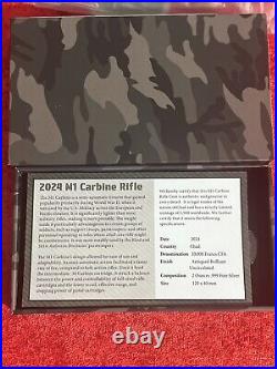 2024 M1 Carbine Rifle Firearm Gun 2 Oz 999 Silver Coin Chad 10,000 Francs