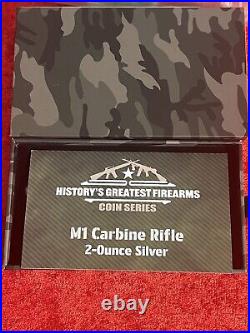 2024 M1 Carbine Rifle Firearm Gun 2 Oz 999 Silver Coin Chad 10,000 Francs