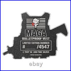 2024 MAGA Bulletproof Vest 2 oz Silver Colorized Antiqued Collectible