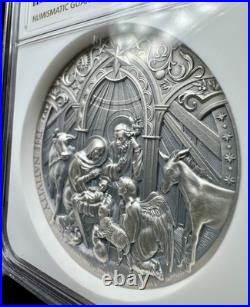 2024 Nativity Bible Stories 2oz MS 70 Antiqued Silver NGC, Cameroon. High Relief
