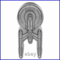 2024 New Zealand Mind Star Trek Enterprise NCC-1701 3 oz Antique Silver Coin