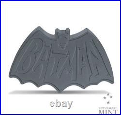 2024 New Zealand Mint DC 1966 Batman Logo Shaped 1 oz Antique Silver Coin