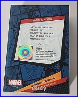 2024 New Zealand Mint Marvel Spider-Man Green Goblin 1 oz Antique Silver Coin 2024 New Zealand Mint Marvel Spider-Man Green Goblin 1 oz Antique Silver Coin