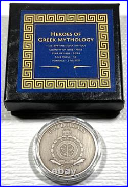 2024 Niue 1 oz Silver Antique Heroes of Greek Mythology Theseus 216/500 Box&COA