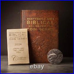 2024 Niue 2 oz Antiqued Silver Biblical Series Jonah & The Large Fish 2024 Niue 2 oz Antiqued Silver Biblical Series Jonah & The Large Fish