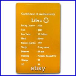 2024 Niue 5 oz Silver Antique Zodiac Libra (with Box and COA) 2024 Niue 5 oz Silver Antique Zodiac Libra (with Box and COA)