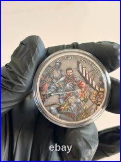 2024 Niue Camelot Sir Lancelot 1 oz Silver Antique Colorized Coin