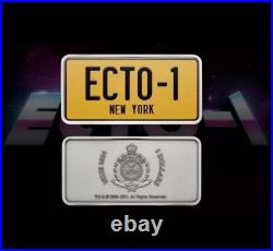 2024 Niue Ghostbusters Ecto-1 License Plate 2 Oz. 999 Silver Antique Shaped Coin