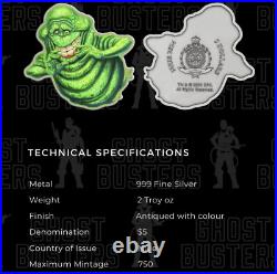 2024 Niue Ghostbusters Slimer 2 oz Silver Colorized Shaped Coin Mintage of 750